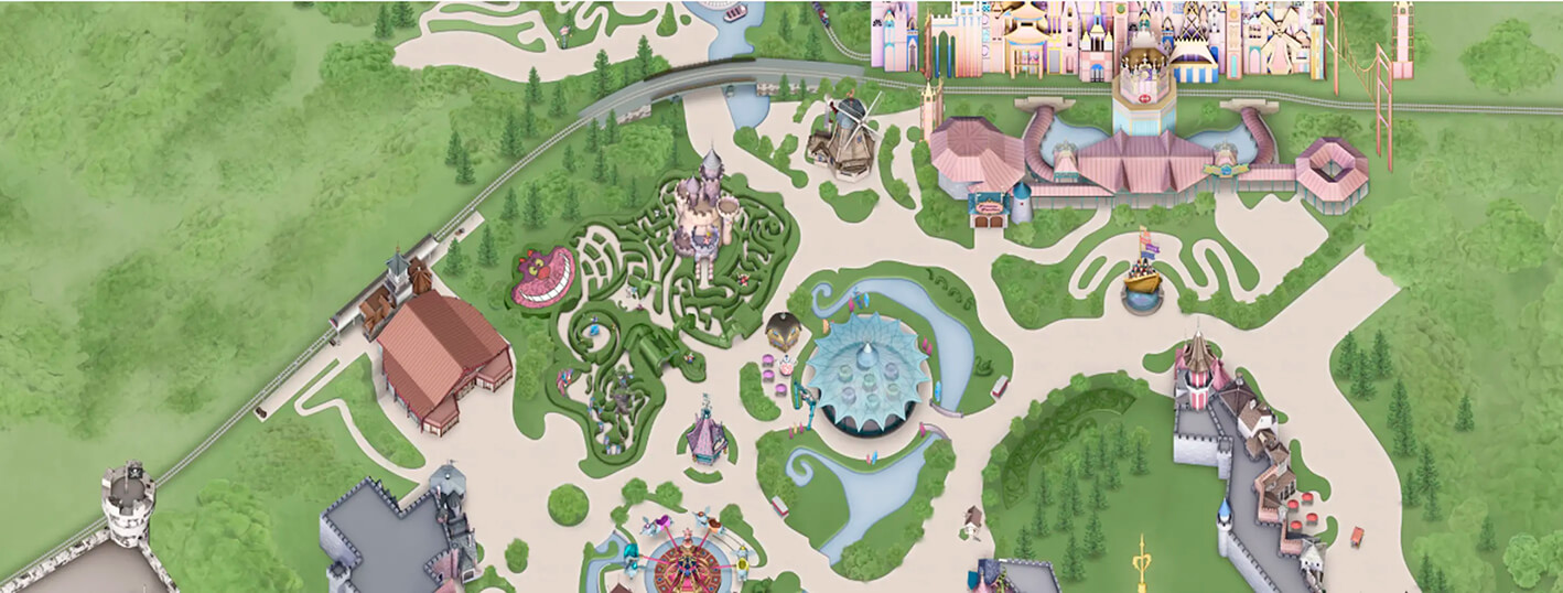 Mapa Fantasyland, Disneyland Paris.