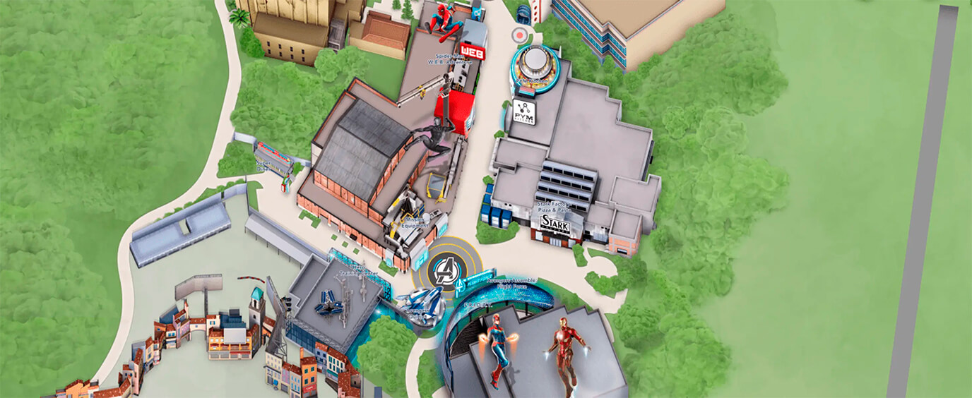 Mapa Marvel Avengers Campus, Parque Walt Disney Studios.