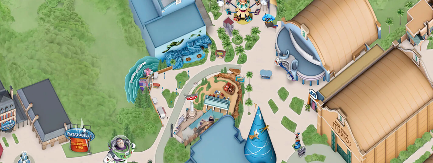 Mapa Toon Studio, Parque Walt Disney Studios.